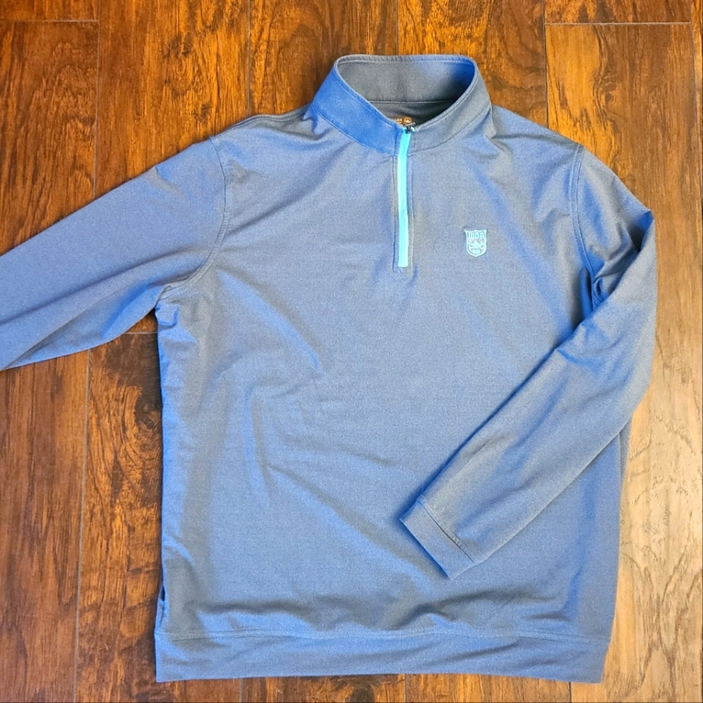 Peter Millar Crown Sport Silky Blue Gray Quarter Zip Pullover XL